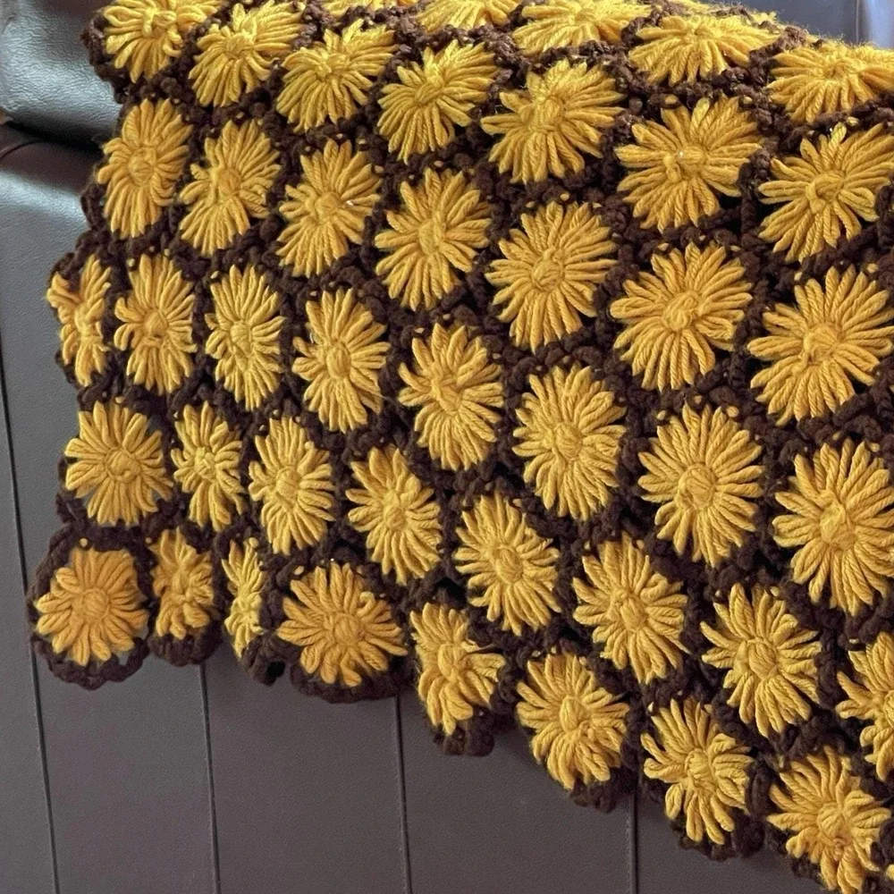 Vintage 70s Crochet Throw 56